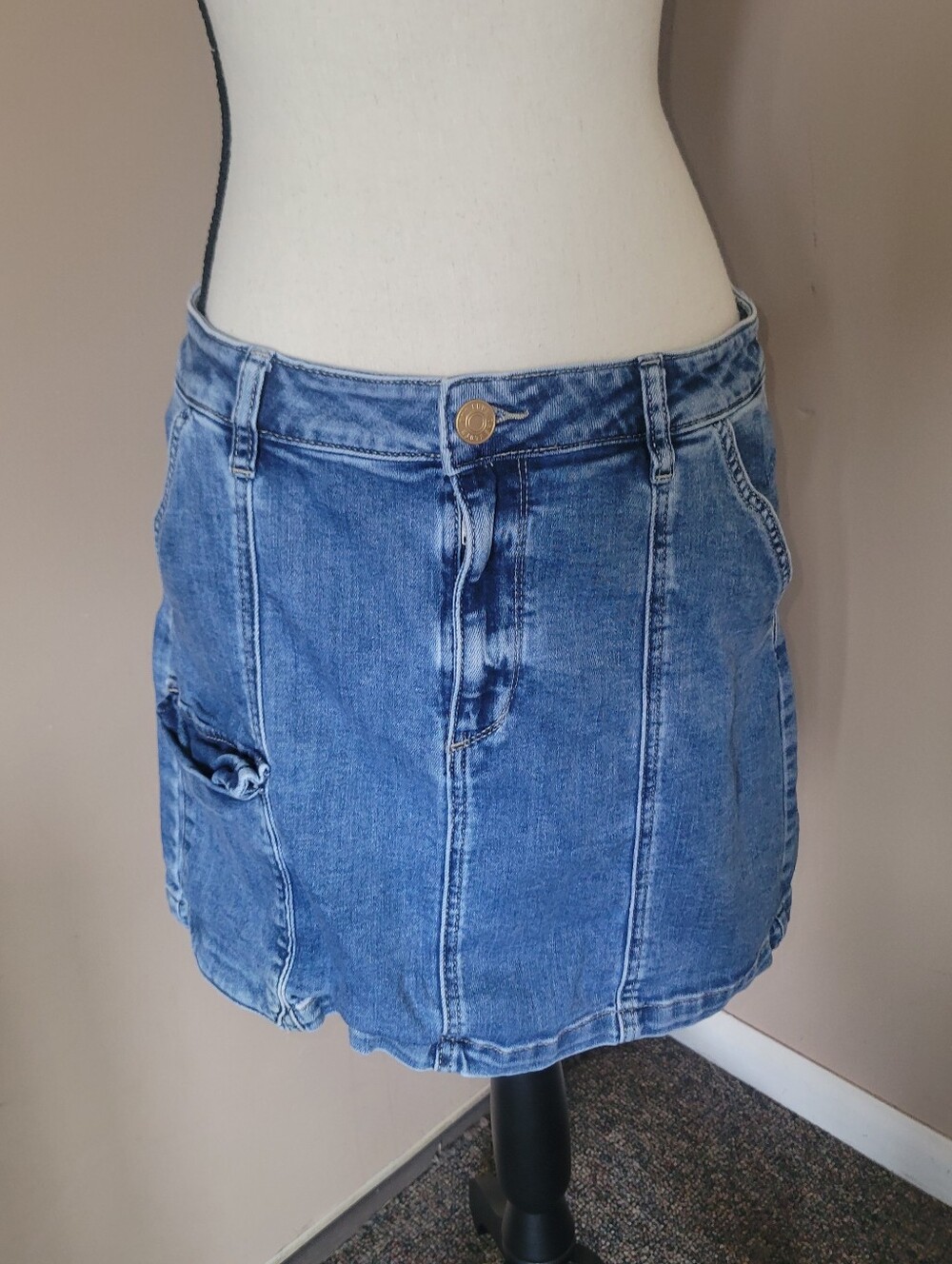 Kut from the Kloth Blue Denim Mini Skirt